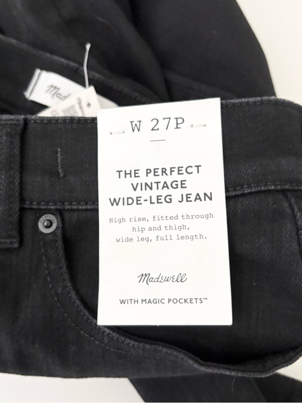 NWT Madewell The Petite Perfect Vintage Wide-Leg Jean Black Rinse Wash - Picture 5 of 6